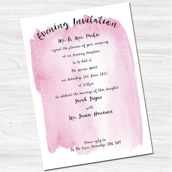 Tintin Pink Wedding Evening Invitation