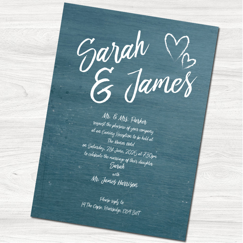Vintage Chalkboard Wedding Evening Invitation