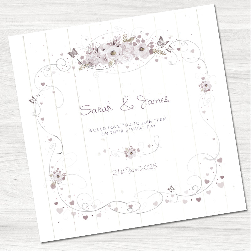 Vintage Roses Wedding Day Invitation