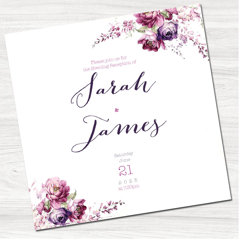 Vintage Flowers Wedding Evening Invitation