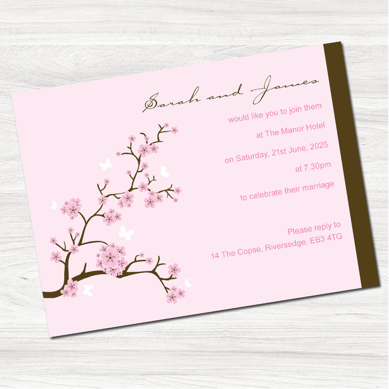 Blossom Pink Wedding Evening Invitation
