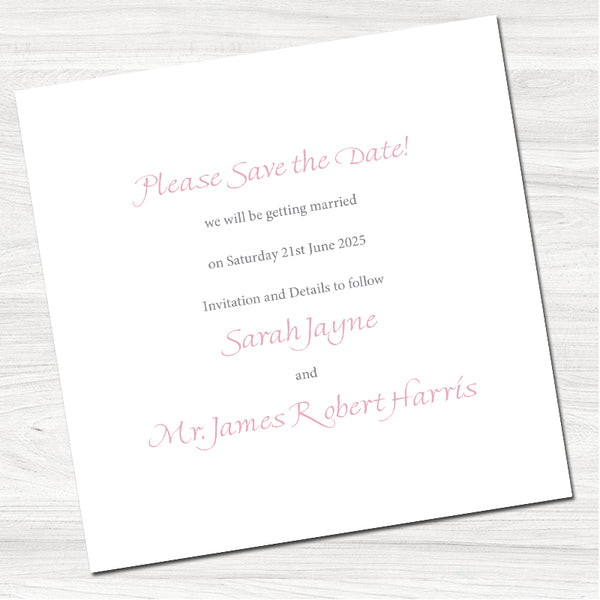 Pink Surprise Save the Date Card-Back
